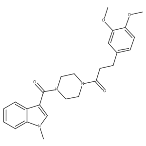 3-(3,4-dimethoxyphenyl)-1-{4-[(1-methyl-1H-indol-3-yl)carbonyl]piperazin-1-yl}propan-1-one结构式