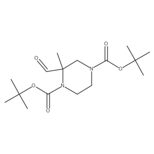Di-tert-butyl 2-formyl-2-methylpiperazine-1,4-dicarboxylate结构式