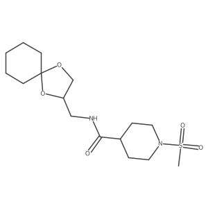 N-(1,4-dioxaspiro[4.5]decan-2-ylmethyl)-1-(methylsulfonyl)piperidine-4-carboxamide结构式