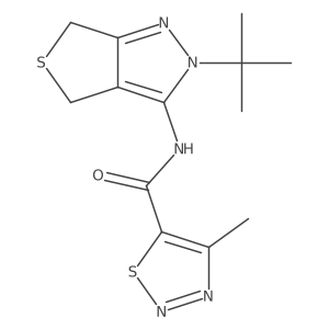N-(2-(tert-butyl)-4,6-dihydro-2H-thieno[3,4-c]pyrazol-3-yl)-4-methyl-1,2,3-thiadiazole-5-carboxamide结构式