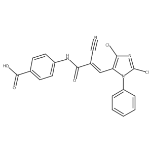4-[[(Z)-2-cyano-3-(2,5-dichloro-3-phenylimidazol-4-yl)prop-2-enoyl]amino]benzoic acid结构式
