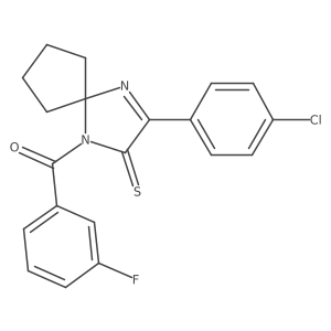 3-(4-Chlorophenyl)-1-(3-fluorobenzoyl)-1,4-diazaspiro[4.4]non-3-ene-2-thione Structure