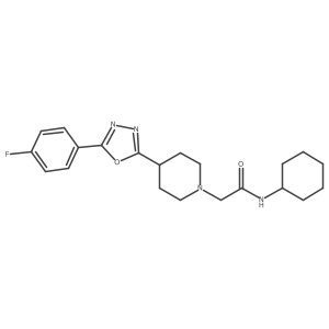 N-cyclohexyl-2-(4-(5-(4-fluorophenyl)-1,3,4-oxadiazol-2-yl)piperidin-1-yl)acetamide结构式