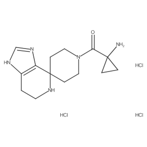 (1-Aminocyclopropyl)-spiro[1,5,6,7-tetrahydroimidazo[4,5-c]pyridine-4,4'-piperidine]-1'-ylmethanone;trihydrochloride Structure