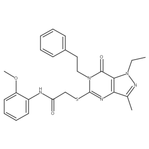 2-((1-ethyl-3-methyl-7-oxo-6-phenethyl-6,7-dihydro-1H-pyrazolo[4,3-d]pyrimidin-5-yl)thio)-N-(2-methoxyphenyl)acetamide Structure