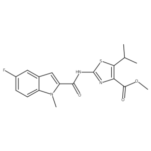 methyl 2-{[(5-fluoro-1-methyl-1H-indol-2-yl)carbonyl]amino}-5-(propan-2-yl)-1,3-thiazole-4-carboxylate结构式
