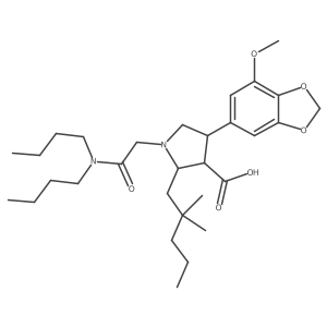 (2R,3S,4R)-1-[2-(Dibutylamino)-2-oxoethyl]-2-(2,2-dimethylpentyl)-4-(7-methoxy-1,3-benzodioxol-5-yl)-3-pyrrolidinecarboxylic acid Structure