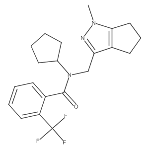 N-cyclopentyl-N-((1-methyl-1,4,5,6-tetrahydrocyclopenta[c]pyrazol-3-yl)methyl)-2-(trifluoromethyl)benzamide结构式