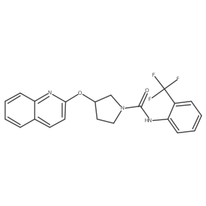 3-(quinolin-2-yloxy)-N-(2-(trifluoromethyl)phenyl)pyrrolidine-1-carboxamide结构式