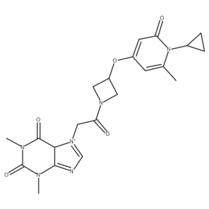 7-[2-[3-(1-cyclopropyl-2-methyl-6-oxopyridin-4-yl)oxyazetidin-1-yl]-2-oxoethyl]-1,3-dimethyl-5H-purin-7-ium-2,6-dione Structure
