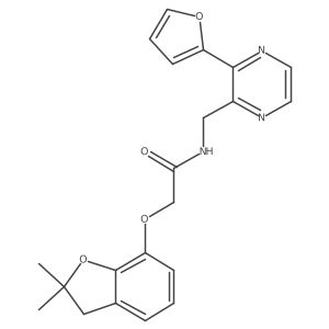 2-((2,2-dimethyl-2,3-dihydrobenzofuran-7-yl)oxy)-N-((3-(furan-2-yl)pyrazin-2-yl)methyl)acetamide结构式