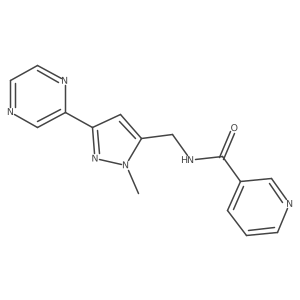 N-((1-methyl-3-(pyrazin-2-yl)-1H-pyrazol-5-yl)methyl)nicotinamide结构式