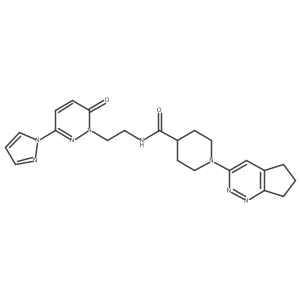1-{5H,6H,7H-cyclopenta[c]pyridazin-3-yl}-N-{2-[6-oxo-3-(1H-pyrazol-1-yl)-1,6-dihydropyridazin-1-yl]ethyl}piperidine-4-carboxamide结构式