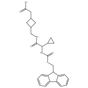 2-(3-{[2-cyclopropyl-2-({[(9H-fluoren-9-yl)methoxy]carbonyl}amino)acetamido]methyl}cyclobutyl)acetic acid结构式