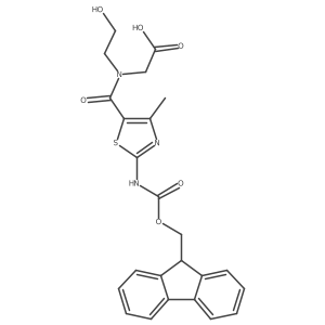 2-{1-[2-({[(9H-fluoren-9-yl)methoxy]carbonyl}amino)-4-methyl-1,3-thiazol-5-yl]-N-(2-hydroxyethyl)formamido}acetic acid结构式
