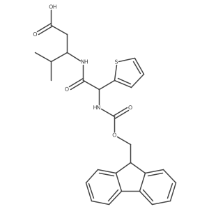 (3S)-3-[2-({[(9H-fluoren-9-yl)methoxy]carbonyl}amino)-2-(thiophen-2-yl)acetamido]-4-methylpentanoic acid结构式