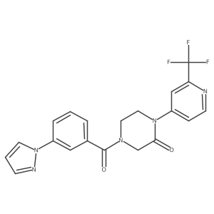 4-[3-(1H-pyrazol-1-yl)benzoyl]-1-[2-(trifluoromethyl)pyridin-4-yl]piperazin-2-one结构式