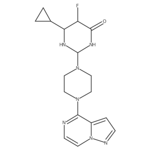 6-Cyclopropyl-5-fluoro-2-(4-pyrazolo[1,5-a]pyrazin-4-ylpiperazin-1-yl)-1,3-diazinan-4-one Structure
