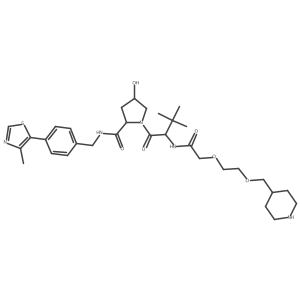 (2S,4R)-1-[(2S)-3,3-dimethyl-2-[[2-[2-(4-piperidylmethoxy)ethoxy]acetyl]amino]butanoyl]-4-hydroxy-N-[[4-(4-methylthiazol-5-yl)phenyl]methyl]pyrrolidine-2-carboxamide结构式