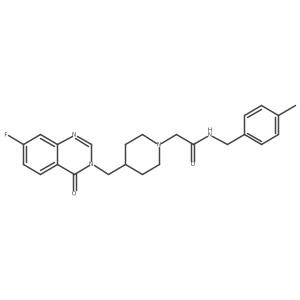 2-{4-[(7-fluoro-4-oxo-3,4-dihydroquinazolin-3-yl)methyl]piperidin-1-yl}-N-[(4-methylphenyl)methyl]acetamide Structure