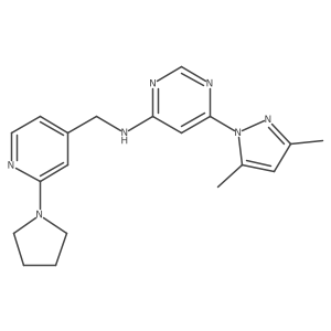 6-(3,5-dimethyl-1H-pyrazol-1-yl)-N-{[2-(pyrrolidin-1-yl)pyridin-4-yl]methyl}pyrimidin-4-amine结构式