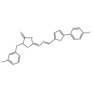 2-(((5-(4-Chlorophenyl)furan-2-yl)methylene)hydrazono)-5-(3-methylbenzyl)thiazolidin-4-one Structure