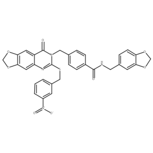 N-[(2H-1,3-benzodioxol-5-yl)methyl]-4-[(6-{[(3-nitrophenyl)methyl]sulfanyl}-8-oxo-2H,7H,8H-[1,3]dioxolo[4,5-g]quinazolin-7-yl)methyl]benzamide Structure