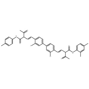 2-[(3,3'-Dichloro-4'-{[1-(2,4-dimethylanilino)-1,3-dioxo-2-butanyl]diazenyl}[biphenyl]-4-yl)diazenyl]-N-(4-methylphenyl)-3-oxobutanamide结构式