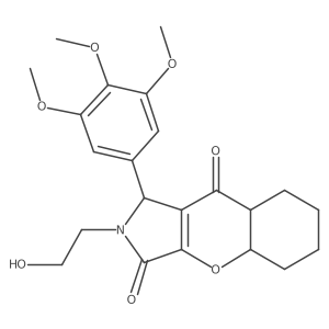 2-(2-hydroxyethyl)-1-(3,4,5-trimethoxyphenyl)-4a,5,6,7,8,8a-hexahydro-1H-chromeno[2,3-c]pyrrole-3,9-dione结构式