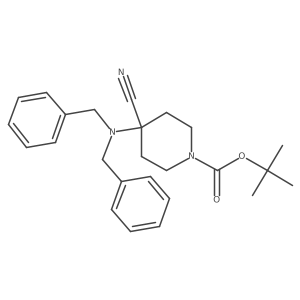 N-Tert-butyloxycarbonyl-4-dibenzylamino-4-cyano-piperidine结构式