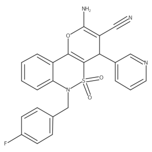 2-Amino-6-(4-fluorobenzyl)-4-(pyridin-3-yl)-4,6-dihydropyrano[3,2-c][2,1]benzothiazine-3-carbonitrile 5,5-dioxide Structure
