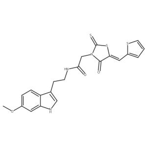 N-[2-(6-methoxy-1H-indol-3-yl)ethyl]-2-[(5E)-4-oxo-5-(thiophen-2-ylmethylidene)-2-thioxo-1,3-thiazolidin-3-yl]acetamide Structure
