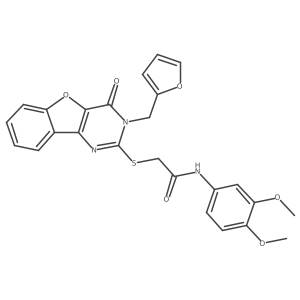 N-(3,4-dimethoxyphenyl)-2-{[3-(2-furylmethyl)-4-oxo-3,4-dihydro[1]benzofuro[3,2-d]pyrimidin-2-yl]thio}acetamide结构式