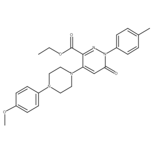 Ethyl 4-[4-(4-methoxyphenyl)piperazin-1-yl]-1-(4-methylphenyl)-6-oxo-1,6-dihydropyridazine-3-carboxylate结构式