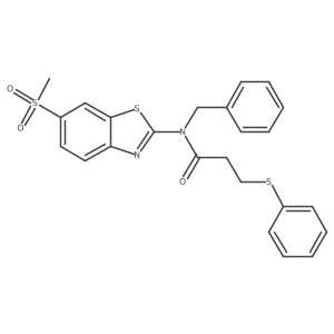 N-benzyl-N-(6-(methylsulfonyl)benzo[d]thiazol-2-yl)-3-(phenylthio)propanamide结构式