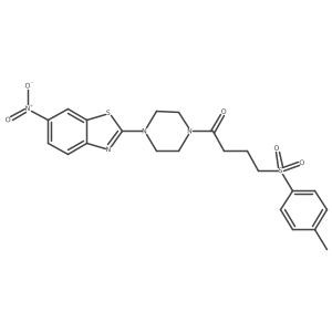 1-(4-(6-Nitrobenzo[d]thiazol-2-yl)piperazin-1-yl)-4-tosylbutan-1-one Structure