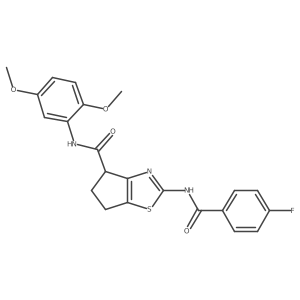 N-(2,5-dimethoxyphenyl)-2-(4-fluorobenzamido)-5,6-dihydro-4H-cyclopenta[d]thiazole-4-carboxamide Structure