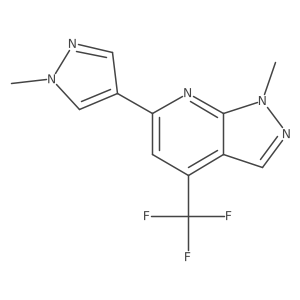 1-methyl-6-(1-methyl-1H-pyrazol-4-yl)-4-(trifluoromethyl)-1H-pyrazolo[3,4-b]pyridine结构式