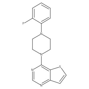 Fc1ccccc1N1CCN(c2ncnc3ccsc23)CC1结构式