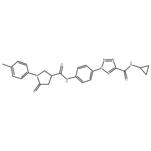 N-cyclopropyl-2-(4-(5-oxo-1-(p-tolyl)pyrrolidine-3-carboxamido)phenyl)-2H-tetrazole-5-carboxamide结构式