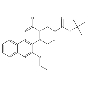 4-(Tert-butoxycarbonyl)-1-(3-ethoxyquinoxalin-2-yl)piperazine-2-carboxylic acid结构式