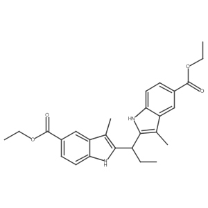 Ethyl 2-{1-[5-(ethoxycarbonyl)-3-methyl-1H-indol-2-yl]propyl}-3-methyl-1H-indole-5-carboxylate Structure