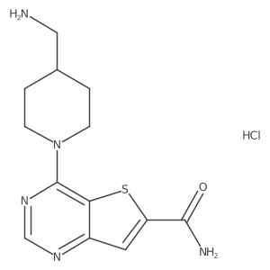 4-(4-(Aminomethyl)piperidin-1-yl)thieno[3,2-d]pyrimidine-6-carboxamide hydrochloride结构式