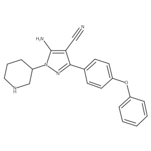 5-amino-3-(4-phenoxy-phenyl)-1-piperidin-3-yl-1H-pyrazole-4-carbonitrile结构式
