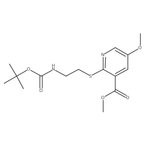 Methyl 2-((2-((tert-butoxycarbonyl)amino)ethyl)thio)-5-methoxynicotinate结构式