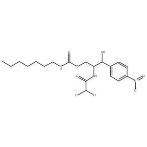 Carbamic acid, heptyl-, I+/--ester with 2,2-dichloro-N-[I(2)-hydroxy-I+/--(hydroxymethyl)-p-nitrophenethyl]acetamide, D-threo-(-)-结构式