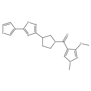 (3-methoxy-1-methyl-1H-pyrazol-4-yl)(3-(5-(thiophen-3-yl)-1,2,4-oxadiazol-3-yl)pyrrolidin-1-yl)methanone结构式
