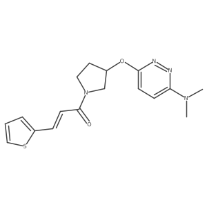 (E)-1-(3-((6-(dimethylamino)pyridazin-3-yl)oxy)pyrrolidin-1-yl)-3-(thiophen-2-yl)prop-2-en-1-one结构式