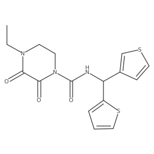 4-ethyl-2,3-dioxo-N-[(thiophen-2-yl)(thiophen-3-yl)methyl]piperazine-1-carboxamide Structure