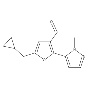 5-(cyclopropylmethyl)-2-(1-methyl-1H-pyrazol-5-yl)furan-3-carbaldehyde结构式